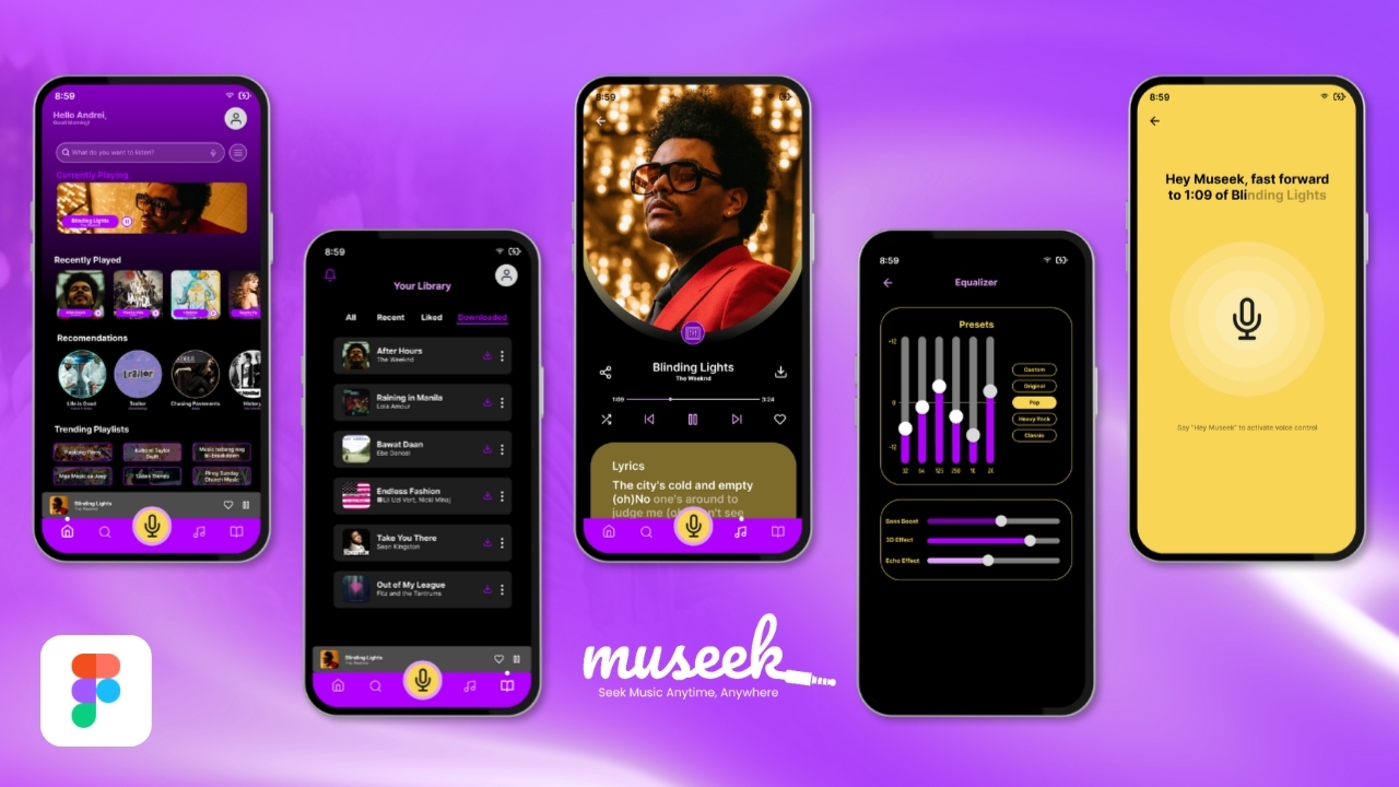 Museek: Dark-Mode UI/UX Design for an Advanced Music Streaming App